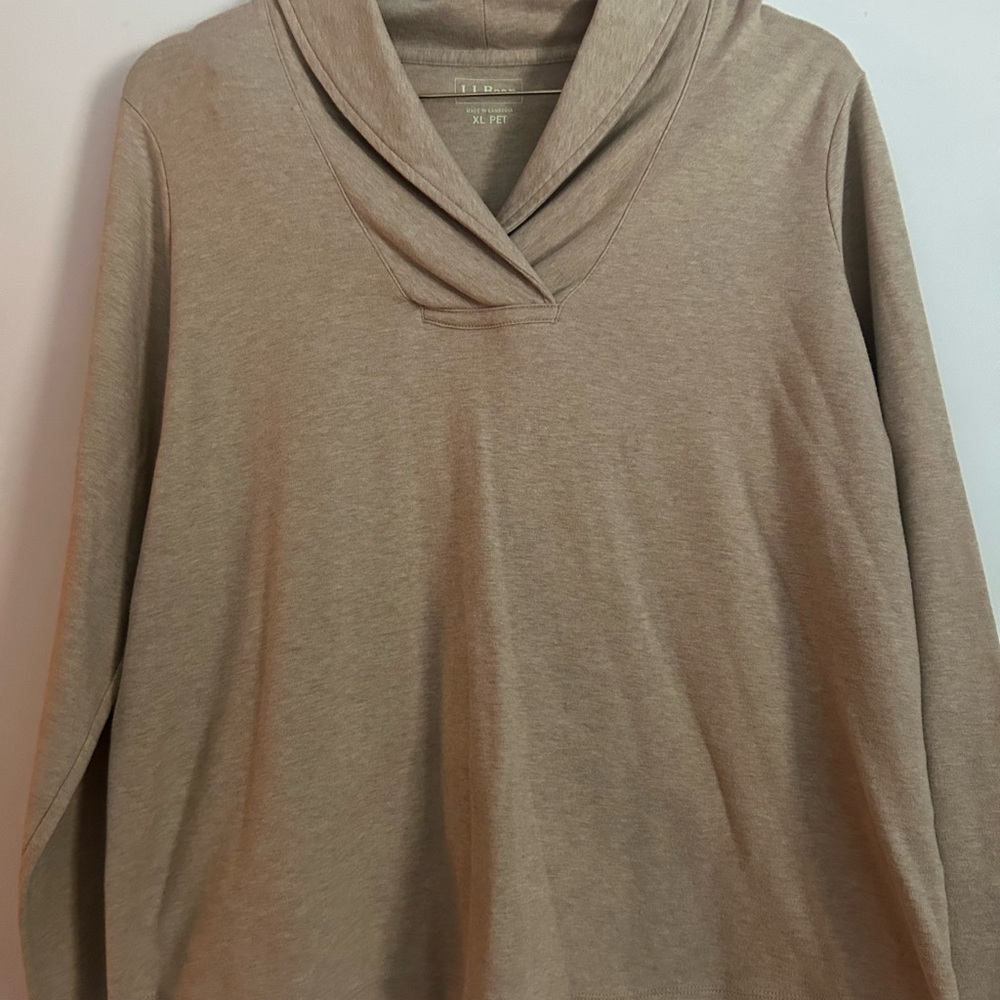L.L. Bean Beige Cowl Neck Top